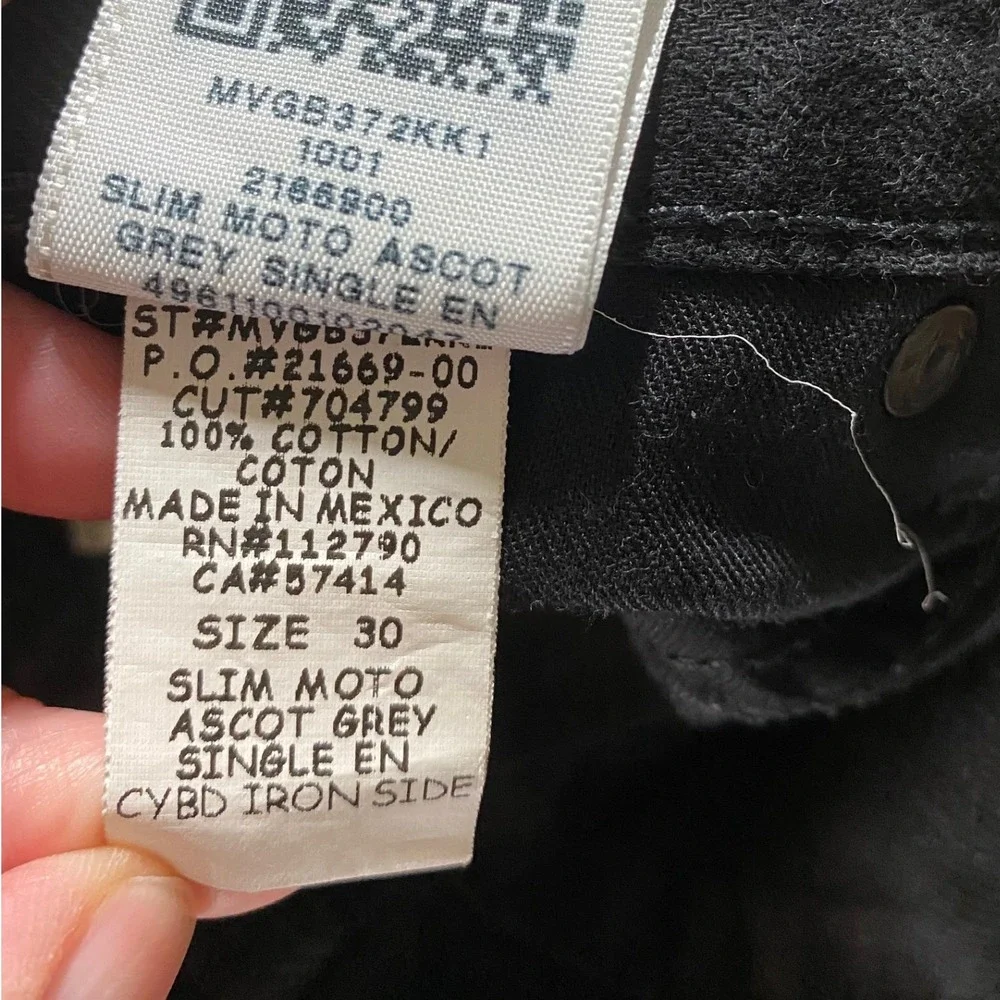 True Religion Mens Slim Moto Ascot Jeans 30 Dark Charcoal Gray Black Denim Pants